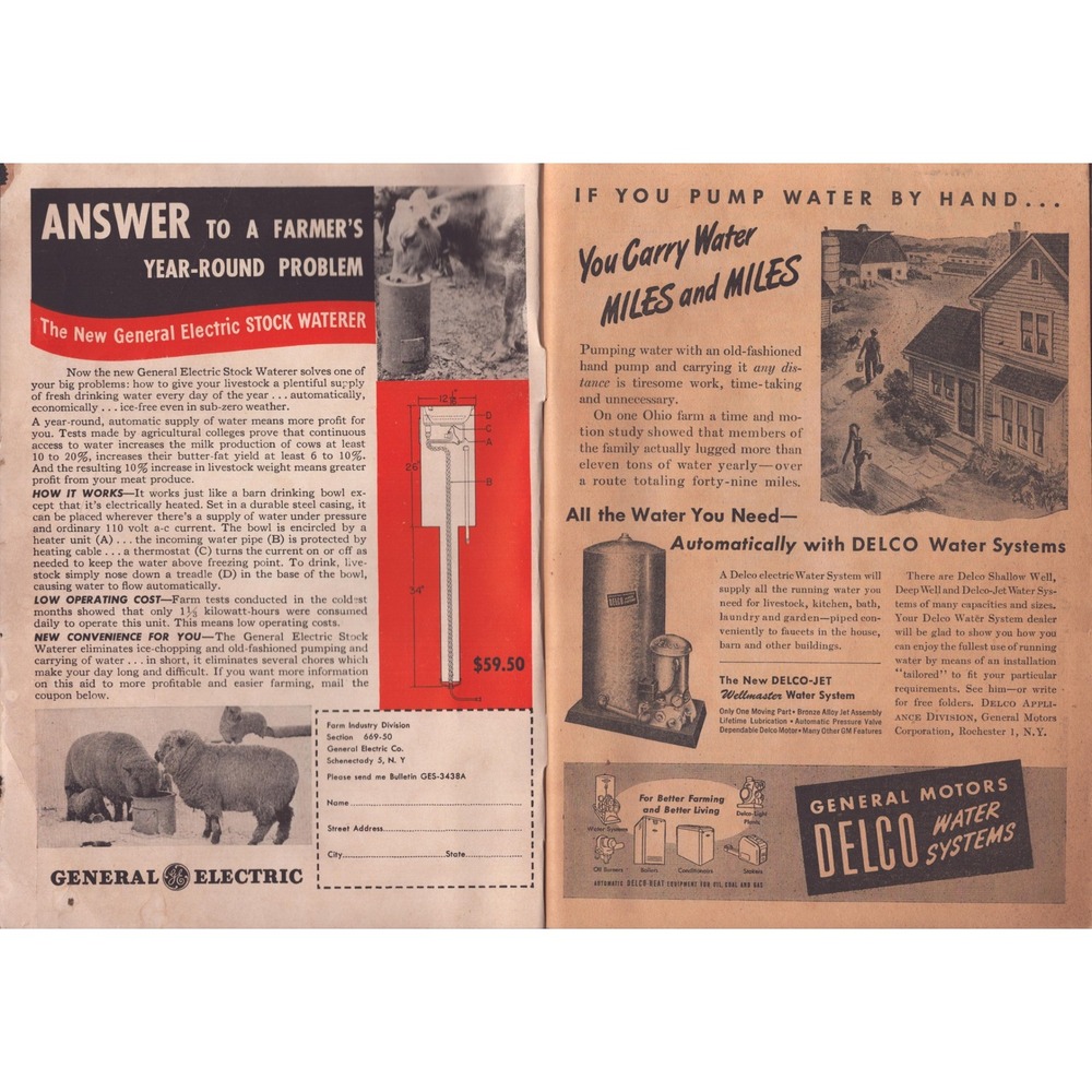 Electricity on the Farm Magazine August September 1947 Vintage Agriculture VG- - Picture 3 of 3